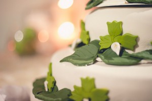Original tarta para bodas con motivos de naturaleza.